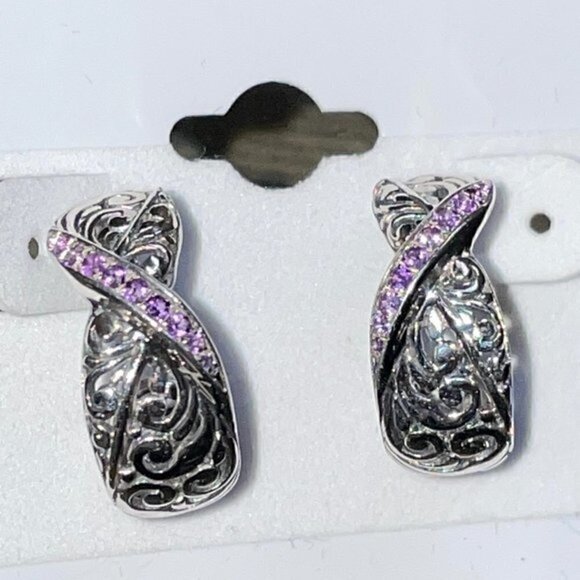 Bali Designs Robert Manse AMETHYST HOOP Earrings - Picture 13 of 13